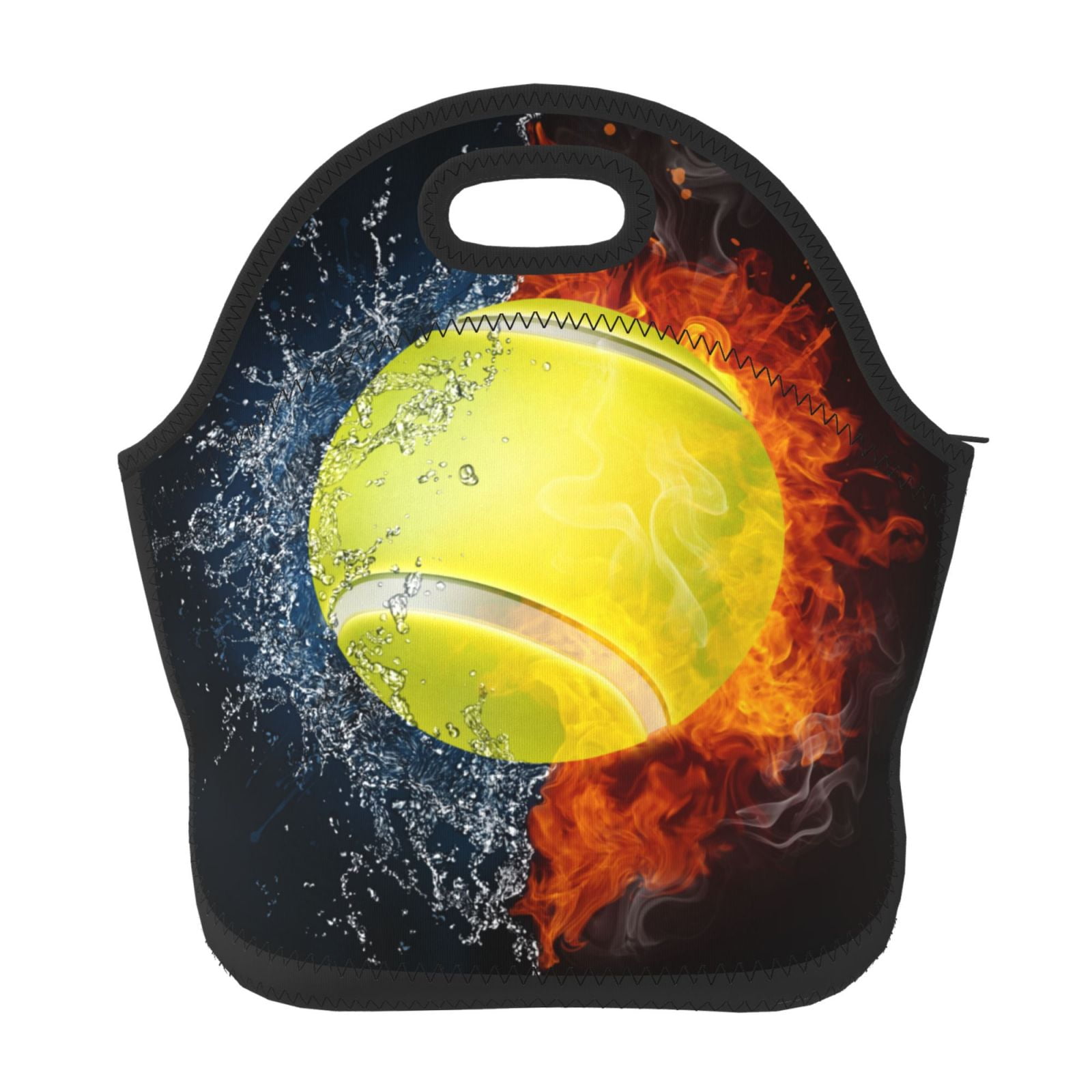 Salouo Tennis Ball In Fire And Water for Lunch Tote,Lunch Bag Insulated