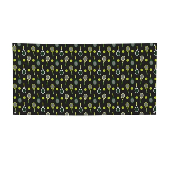 Salouo Tennis Rackets Pattern Holiday Banner Outside Party Decoration Banner (1PC) Festival Supplies Fit for Birthday Parties & Celebrations & Chrismas-Small