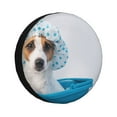 Salouo Terrier Takes A Bath With Shower Cap Print Spare Tire Cover 1417 inch Spare Tire