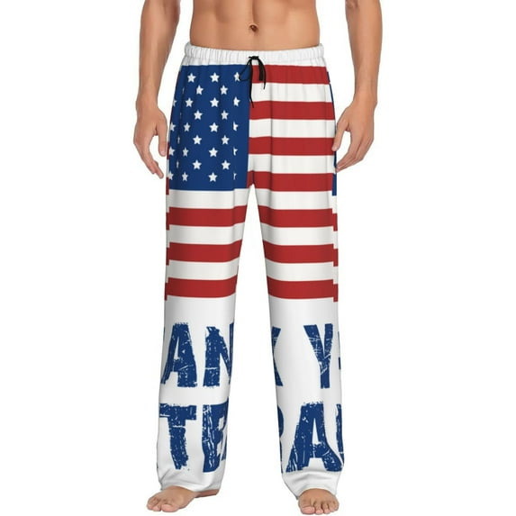 Salouo Thank You Veterans Print Pajama Pants for Men, Lounge Pants Elastic Waistband Casual Men's sleepwear Loungewear Sleep Pajama Pant -Large