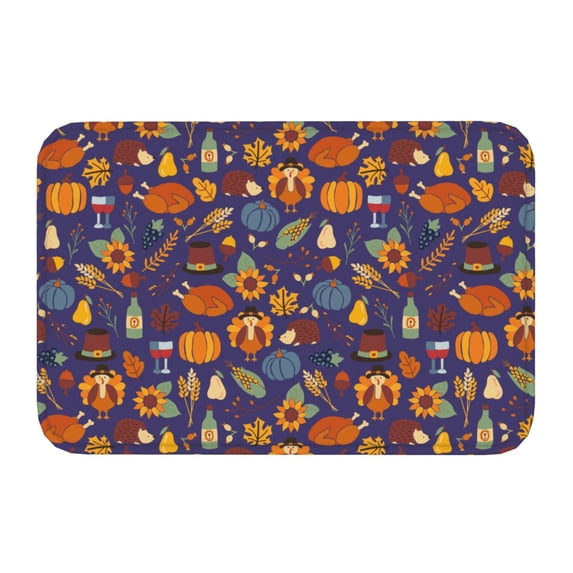 Salouo Thanksgiving Turkey 2 Pattern Outdoor Indoor Sturdy Doormats 16’’×24’’, Anti Fatigue Soft Flannel Thick Door Mat,Non-Slip Rectangle Rug Cushion