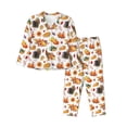 thumbnail image 1 of Salouo Thanksgiving Turkeys 1 Pattern Women's Pajamas Set Long Sleeve Button Down Sleepwear Soft Pj Lounge Sets for women 2 Piece Pjs Set with Long Pants-Medium, 1 of 7