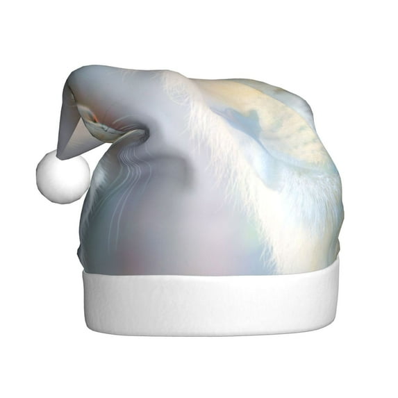 Salouo The Cat Looks in the Mirror for Adult Christmas Hat Xmas Holiday Hat Santa Hat for Women & Men Festive Headwear Accessories Fit for Christmas/ New Year/Holiday/Party,1PC