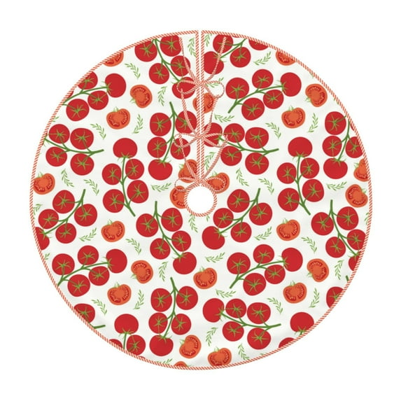 Salouo Tomato Christmas Tree Skirt 48" Farmhouse Christmas Decorations Snowman Xmas Tree Skirt Tree Mat for Holiday Party Decor