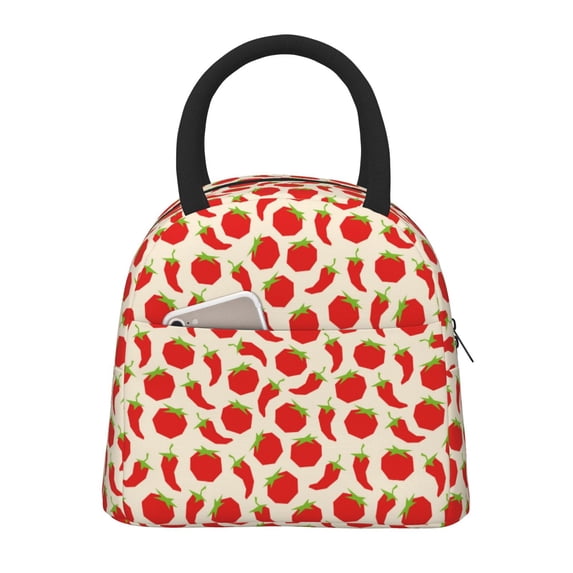 Salouo Tomatoes And Chili for Insulated Lunch Bag for Women/Men - Leakproof Cooler Tote Bag Organizer - Reusable Lunch Box for Office Picnic Hiking Beach-One Size