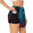 thumbnail image 1 of Salouo Tower And Red Roses Print Women's 2 in 1 Running Shorts Double-Layer Shorts Athletic Workout Gym Yoga Shorts Running Shorts for Women-Medium, 1 of 7