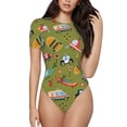 thumbnail image 1 of Salouo Transportation Prints for Women's Short Sleeve Bodysuit,Sexy Bodysuits One Piece Round Neck Bodysuit Shapewear Tummy Control-Large, 1 of 7