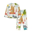 thumbnail image 1 of Salouo Travel Animals Pattern Women's Pajamas Set Long Sleeve Button Down Sleepwear Soft Pj Lounge Sets for women 2 Piece Pjs Set with Long Pants-XX-Large, 1 of 7