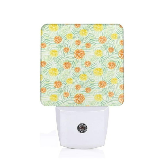 Salouo Tree Palms Lemon for Night Lights Plug into Wall 1 Pack, 0.5W Plug in Night Light with Dusk-to-Dawn Light Sensor LED Nightlight for Bathroom, Adult, Hallway-US