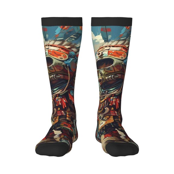 Salouo Tribal Futuristic Warrior Print Women's Men's Ankle Socks 1-pack Casual Athletic Socks for Unisex Adult Moisture-Wicking Socks for Daily Wear/Running/Sport