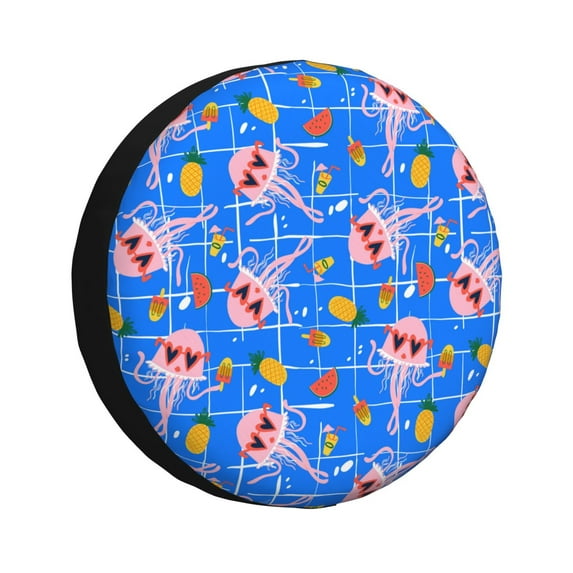 Salouo Tropical Jellyfishes Print Spare Tire Cover 14-17 inch Spare Tire Protector Universal Tough Tire Wheel Cover for Trailer SUV and Truck-15 inch