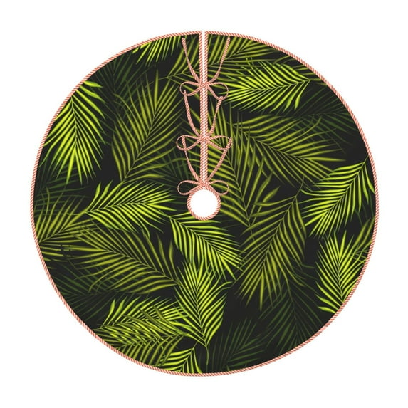 Salouo Tropical Palm Leaves Fern Leaf Christmas Tree Skirt 36" Farmhouse Christmas Decorations Snowman Xmas Tree Skirt Tree Mat for Holiday Party Decor