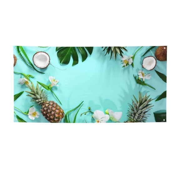 Salouo Tropical Pineapple Pattern Holiday Banner Outside Party Decoration Banner (1PC) Festival Supplies Fit for Birthday Parties & Celebrations & Chrismas-Medium