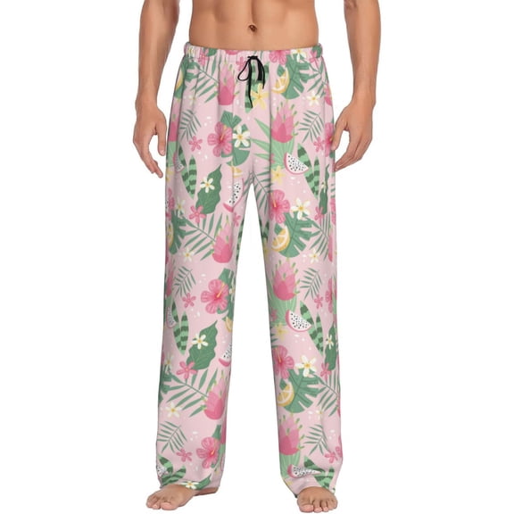 Salouo Tropical Pitaya Print Pajama Pants for Men, Lounge Pants Elastic Waistband Casual Men's sleepwear Loungewear Sleep Pajama Pant -Small