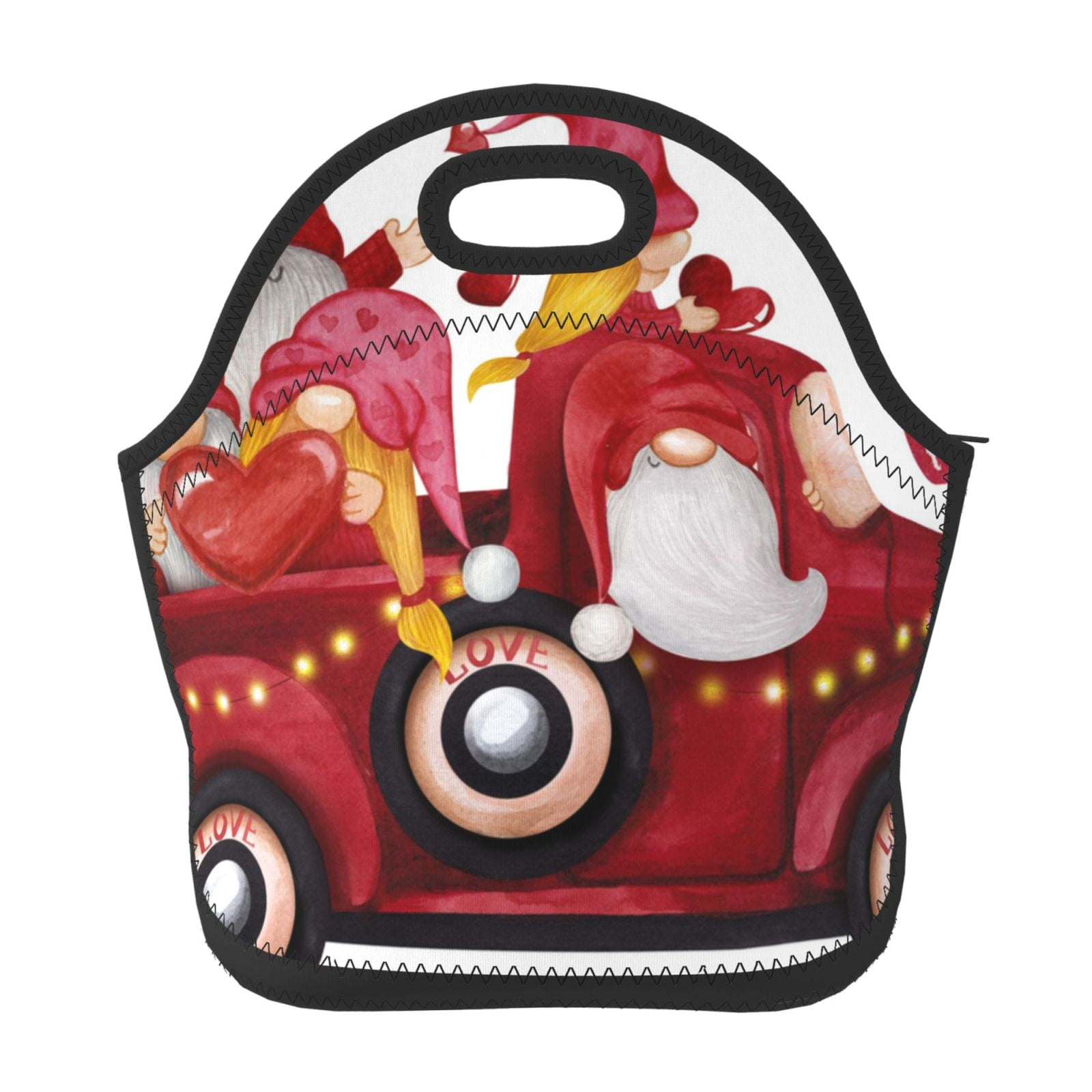 Salouo Truck With Gnomes for Lunch Tote,Lunch Bag Insulated Lunch Box