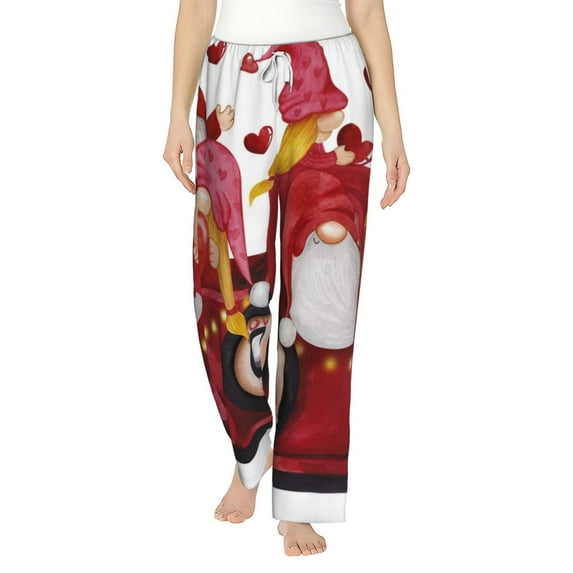 Salouo Truck With Gnomes Print Women's Pajama Pants Casual Loose Sweatpants PJs Flowy Pants Drawstring Palazzo for Women Wide Leg Pants Lounge Pajama -Large