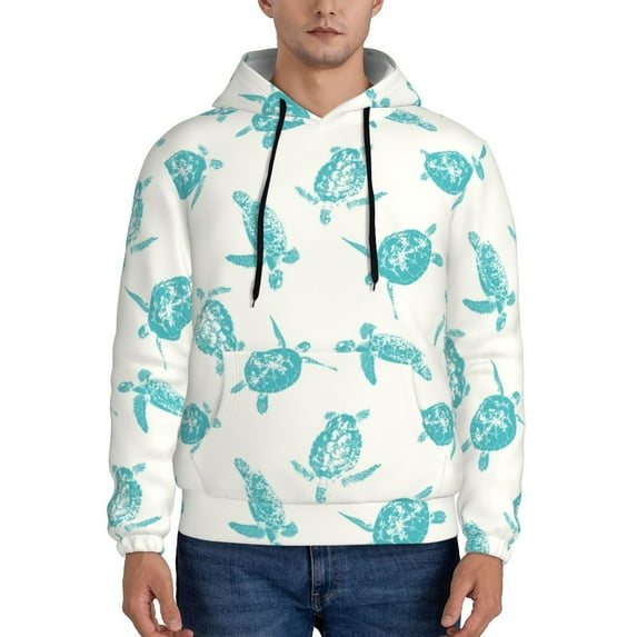 Salouo Turtle Pattern Men's Fall Hoodie Sweatshirt,Sport Hoodie with Pockets for Men Pullover Casual Hooded Sweatshirt-Medium