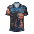 thumbnail image 1 of Salouo Twilight Canal Reflection for Men's Short Sleeve Polo Shirts,Polo Shirts for Men Performance Short Sleeve Golf Shirt Athletic Casual Collared T-Shirt-Large, 1 of 8