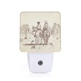 thumbnail image 1 of Salouo Two Cowboys Riding Horses In The Desert for Night Lights Plug into Wall 1 Pack, 0.5W Plug in Night Light with Dusk-to-Dawn Light Sensor LED Nightlight for Bathroom, Adult, Hallway-UK, 1 of 7