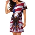 thumbnail image 1 of Salouo USA Eagle with Spread Wings Print Short Sleeve Sleepshirt for Womens Comfy Nightgown Scoopneck Cute Nightdress Ruffle -3X-Large, 1 of 7