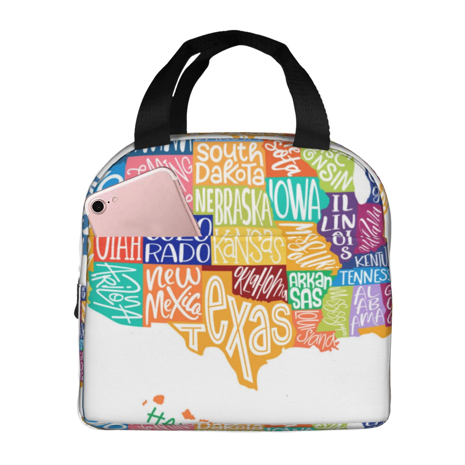 Salouo USA MAP for Unisex Lunch Bag Leakproof Lunch Tote Large Capacity ...
