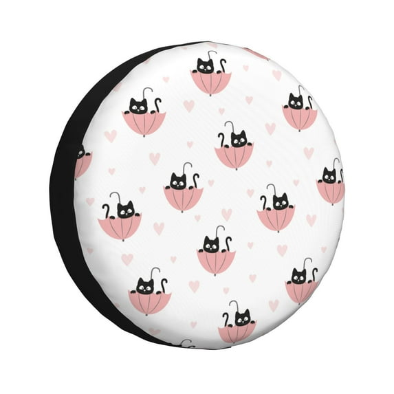 Salouo Umbrella Cat Print Spare Tire Cover 14-17 inch Spare Tire Protector Universal Tough Tire Wheel Cover for Trailer SUV and Truck-17 inch