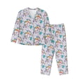 thumbnail image 1 of Salouo Unicorn DoingYoga Pattern Women's Pajamas Set Long Sleeve Button Down Sleepwear Soft Pj Lounge Sets for women 2 Piece Pjs Set with Long Pants -, 1 of 8