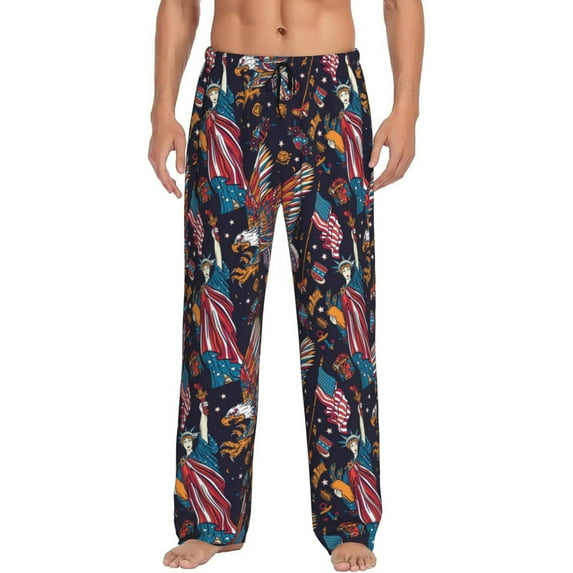 Salouo United States Of America Print Pajama Pants for Men, Lounge Pants Elastic Waistband Casual Men's sleepwear Loungewear Sleep Pajama Pant -Large