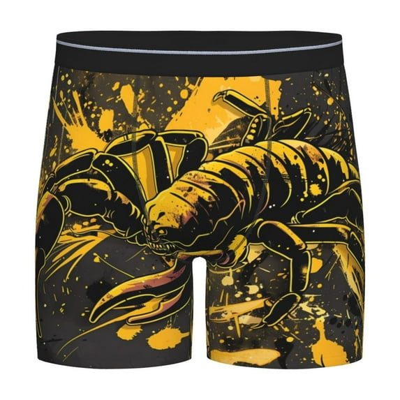Salouo Urban Graffiti Scorpion Illustration Pattern Men's Boxer Briefs, Soft & Breathable Underwear Elastic Waistband Briefs for Men,1-Pack