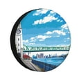 thumbnail image 1 of Salouo Urban Riverside Clock Tower Print Spare Tire Cover 14-17 inch Spare Tire Protector Universal Tough Tire Wheel Cover for Trailer SUV and Truck-14 inch, 1 of 6