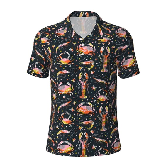 Salouo Various Crustaceans for Men's Short Sleeve Polo Shirts,Polo Shirts for Men Performance Short Sleeve Golf Shirt Athletic Casual Collared T-Shirt-X-Large