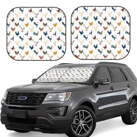 Salouo Various Rooster Pattern Car Windshield Sun Shade Foldable | Front Windshield Shade for Sun, Heat and UV Rays | Interior Sun Protection-Medium