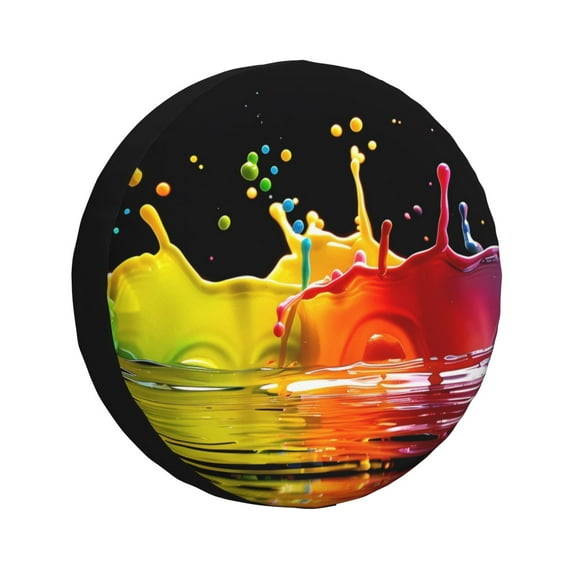 Salouo Vibrant Color Splash Print Spare Tire Cover 14-17 inch Spare Tire Protector Universal Tough Tire Wheel Cover for Trailer SUV and Truck-15 inch