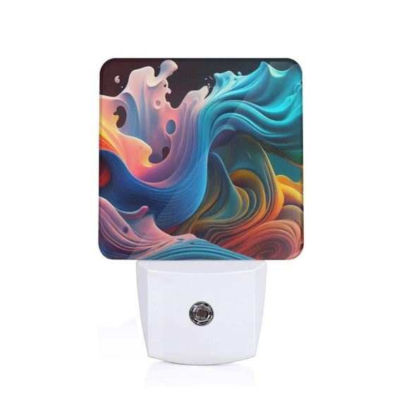 Salouo Vibrant Fluid Motion Art for Night Lights Plug into Wall 1 Pack, 0.5W Plug in Night Light with Dusk-to-Dawn Light Sensor LED Nightlight for Bathroom, Adult, Hallway-US