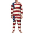 thumbnail image 1 of Salouo Vintage American Flag Print Button-Front Long Sleeve Pajama Set for Men, Soft 2Pjs Men's Long Sleeve Sleepwear -XX-Large, 1 of 7
