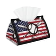 thumbnail image 1 of Salouo Vintage Baseball American Flag Pattern Long Tissue Box Cover Rectangular–Plus Size Tissue Box Holder Modern LeatheLarge Tissue Holder for Bathroom Car & Office Decor, 1 of 7