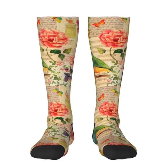 Salouo Vintage Bird Print Women's Men's Ankle Socks 1-pack Casual Athletic Socks for Unisex Adult Moisture-Wicking Socks for Daily Wear/Running/Sport