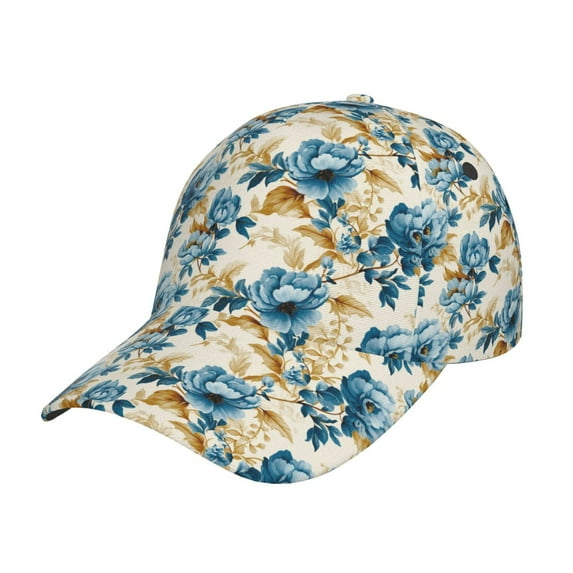 Salouo Vintage Blue Flowers for Unisex-Adult Baseball Cap Golf Dad Hat Outdoor Cap Mountain Dad Hat Adjustable Fit Sports Hat for Men & Women