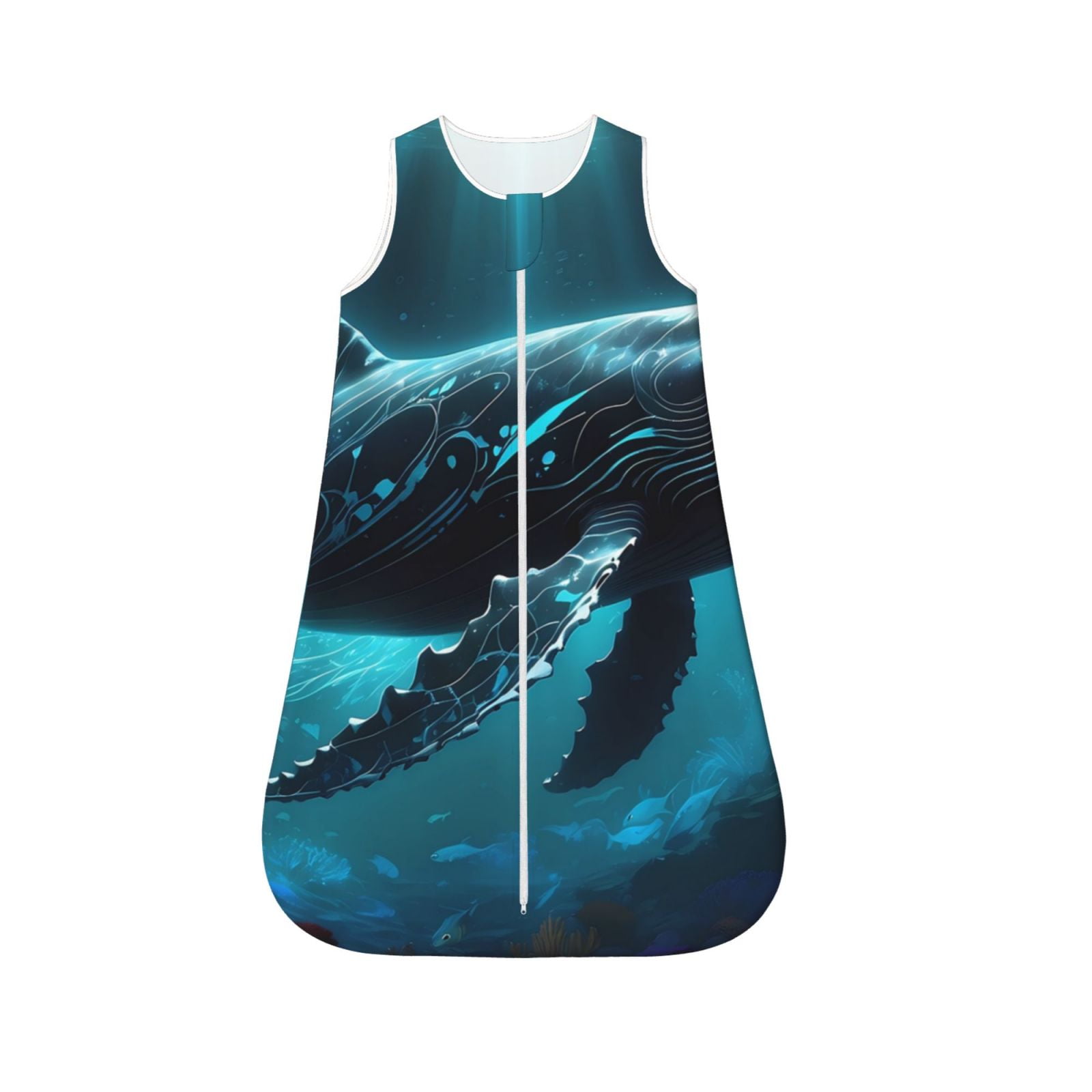 Salouo Vintage Blue Pattern Whale Print Baby Sleep Sack Wearable