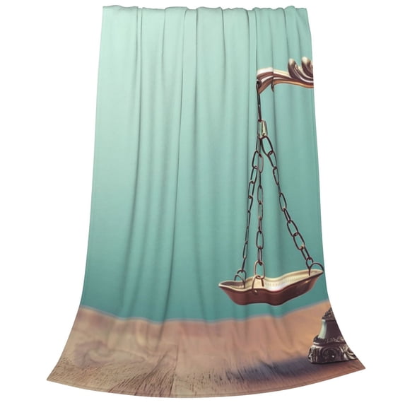 Salouo Vintage Brass Balance Scale Print Bed Blankets,Flannel Blanket Comfortable Air Conditioning Blanket Lightweight Blanket for Sofa Bed Travel & Couch -60"x50"