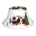 thumbnail image 1 of Salouo Vintage Buffalo Plaid Christmas Camper Print Unisex Bucket Hat, Outdoor Summer Beach Fishing Sun Hat Fun Outdoor Vacation Hat for Men Women Teens,Reversible Double-Side-Wear, 1 of 6