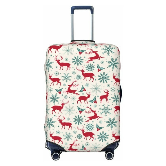 Salouo Vintage Christmas Reindeer Pattern Travel Dust-proof Suitcase Cover, Softside Suitcase Protector Luggage Cover Protector for 18-32inch ,Not Included Suitcase