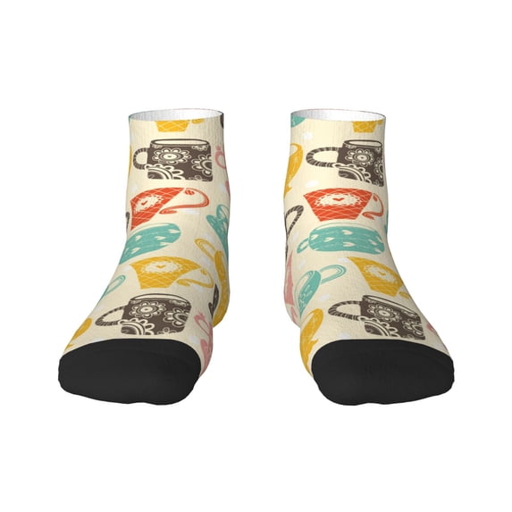 Salouo Vintage Cup Pattern Unisex Middle Tube Socks,Middle-Finger Knee High Socks Over The Calf Tube Stocking Crew Stockings for Women and Men Tube Socks