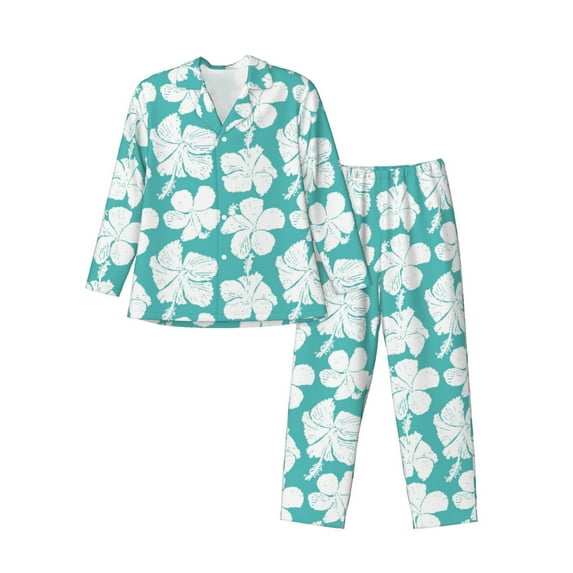 Salouo Vintage Floral Print Button-Front Long Sleeve Pajama Set for Men, Soft 2Pjs Men's Long Sleeve Sleepwear-XX-Large