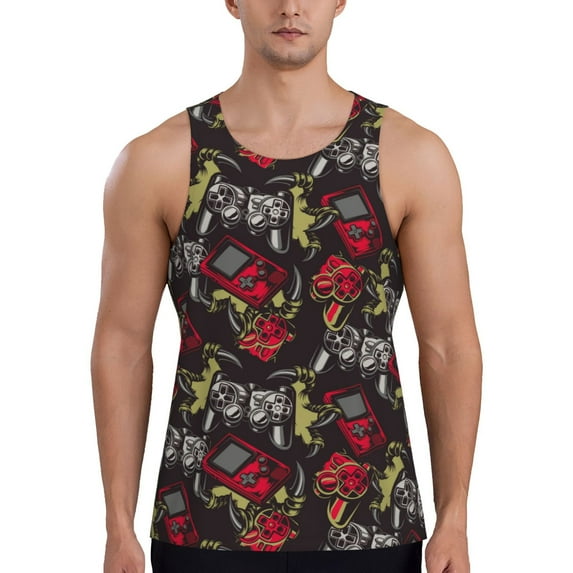 Salouo Vintage Gaming for Men's Tank Tops,Sleeveless Muscle Shirts for Men Quick Dry Workout Tank Top Gym Muscle Tee Fitness Bodybuilding Sleeveless T Shirt-3X-Large