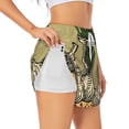 thumbnail image 1 of Salouo Vintage Garlic Bread Illustration Print Women's 2 in 1 Running Shorts Double-Layer Shorts Athletic Workout Gym Yoga Shorts Running Shorts for Women-X-Large, 1 of 7