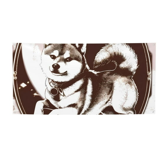 Salouo Vintage Husky Dog Pattern Holiday Banner Outside Party Decoration Banner (1PC) Festival Supplies Fit for Birthday Parties & Celebrations & Chrismas-Medium