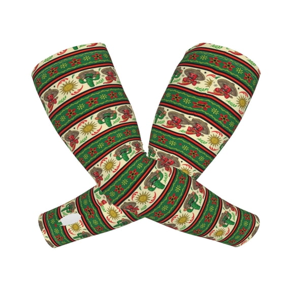 Salouo Vintage Mexican Pattern UV Sun Protection Arm Sleeves for Men & Women,UPF 50 Cooling Sports Sleeve Compression Arm Sleeves Golf Basketball Arm Sleeves