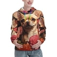 thumbnail image 1 of Salouo Vintage Red Flower Chihuahua Pattern Hoodie Sweatshirts for Women, Autumn Pullover Hoodie Workout Sweat Women's Long Sleeve Preppy Sweatshirts-Medium, 1 of 7