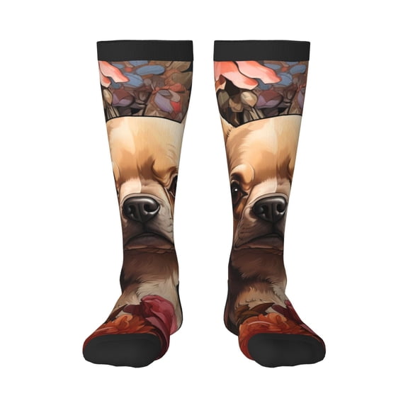 Salouo Vintage Red Flower Chihuahua Print Women's Men's Ankle Socks 1-pack Casual Athletic Socks for Unisex Adult Moisture-Wicking Socks for Daily Wear/Running/Sport